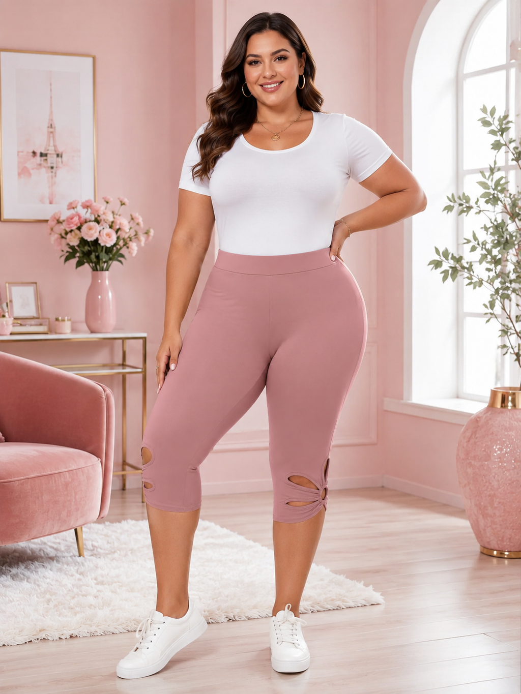 Cropped Leggings with Ring Cutout