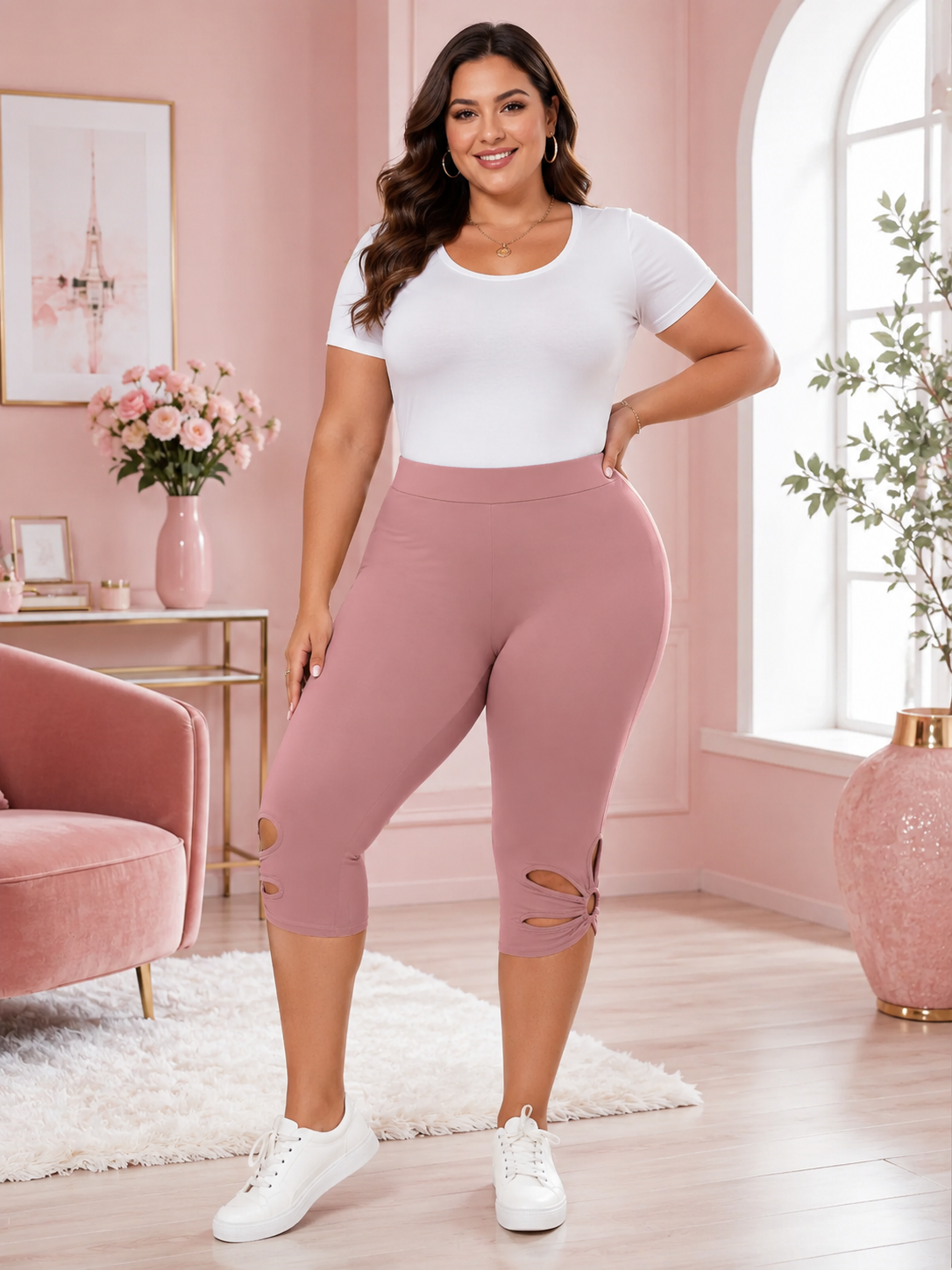 Cropped Leggings with Ring Cutout