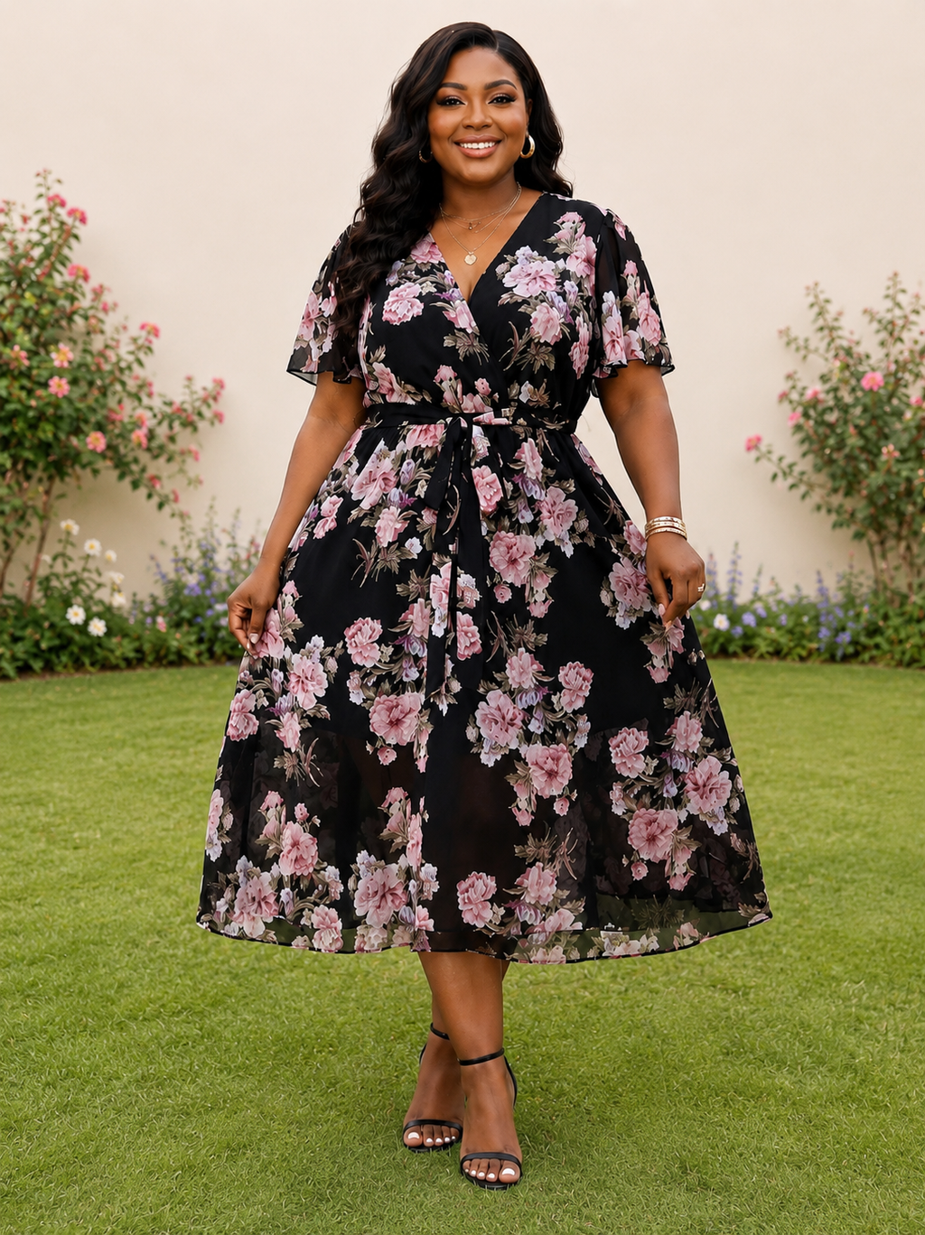Midnight Rose Wrap Dress