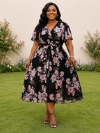 Midnight Rose Wrap Dress