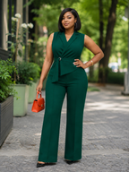 Sleeveless Wrap Wide-Leg Pantsuit
