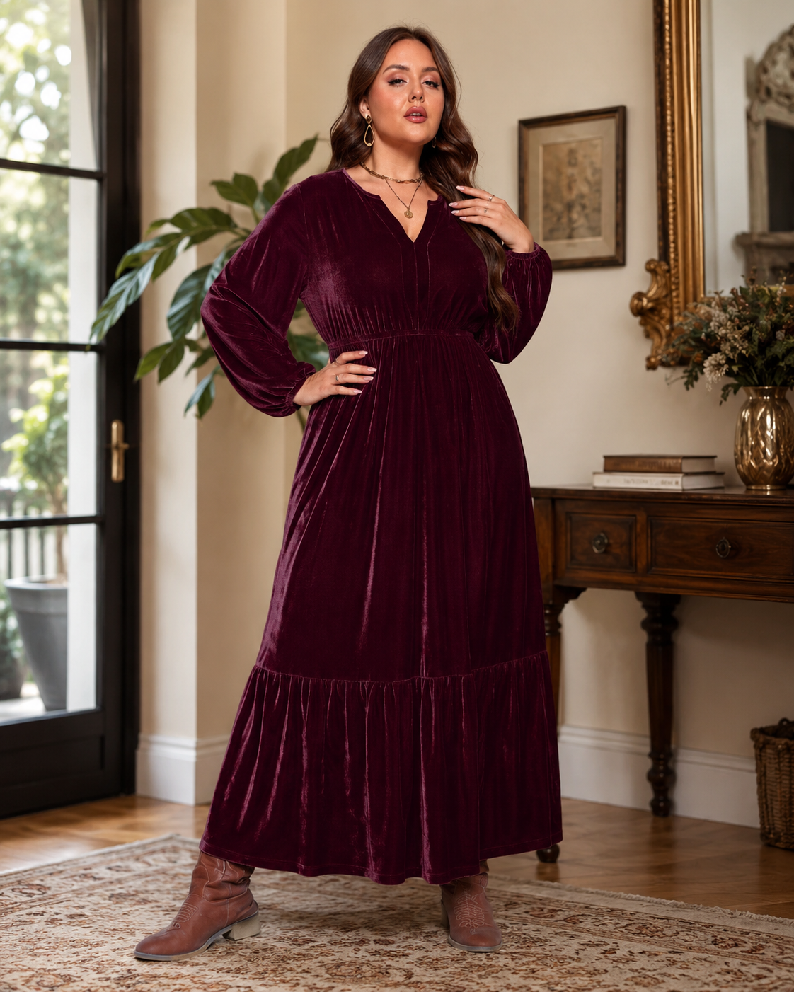 Velvet Elegance Maxi Dress – Chic