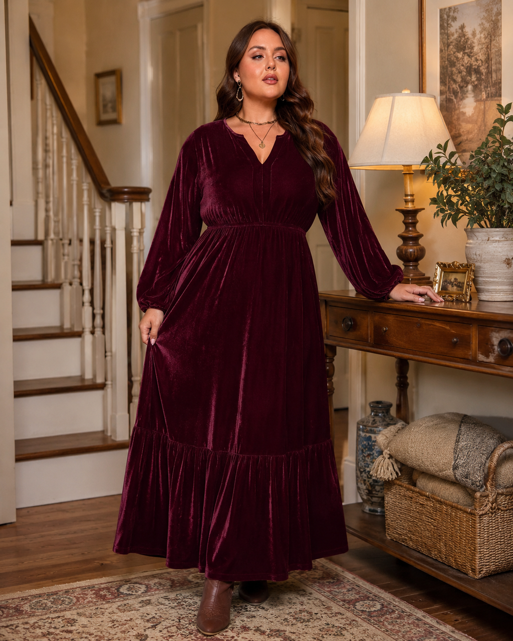 Velvet Elegance Maxi Dress – Chic