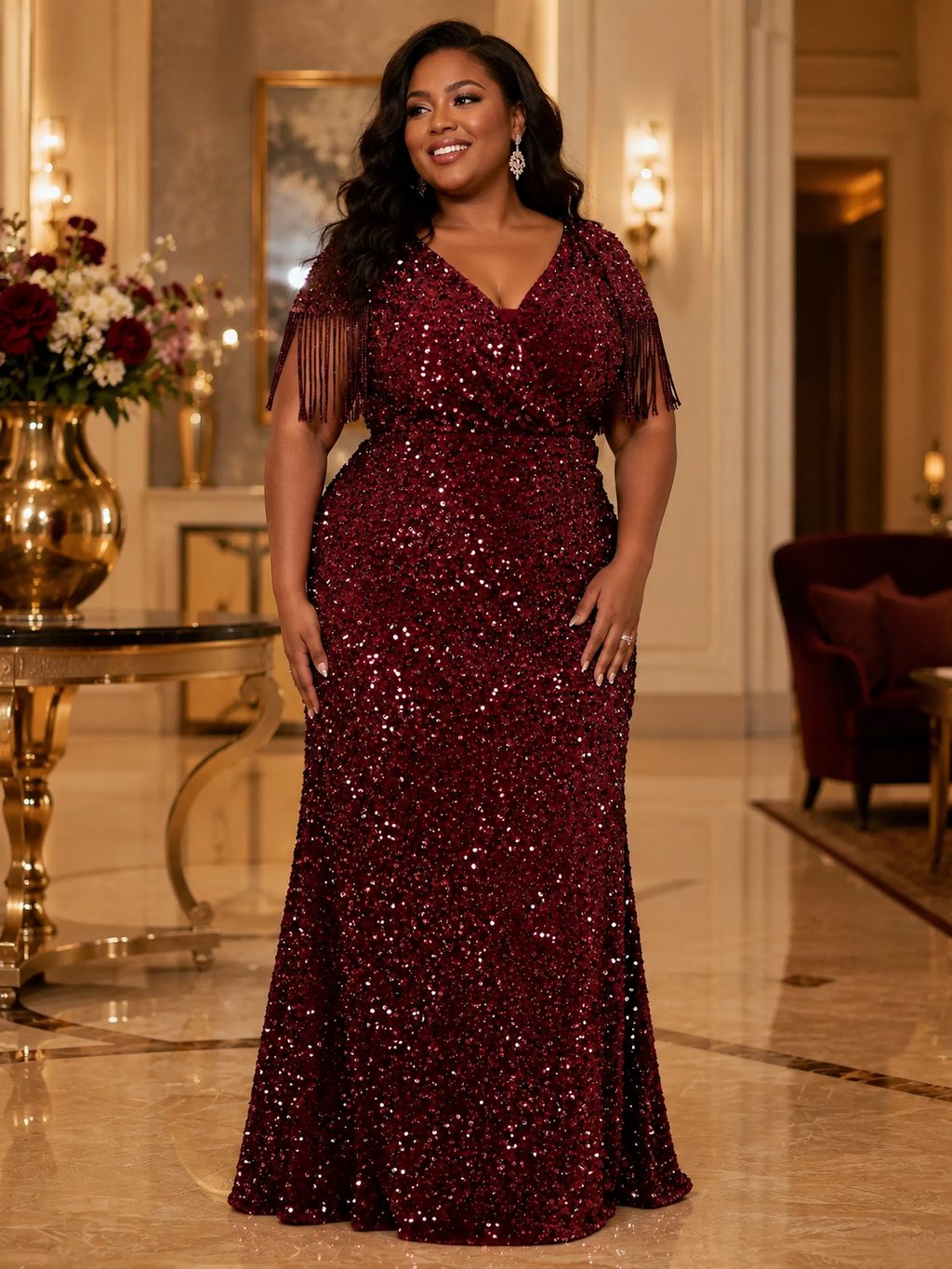 Sequin Fringe Formal Dress