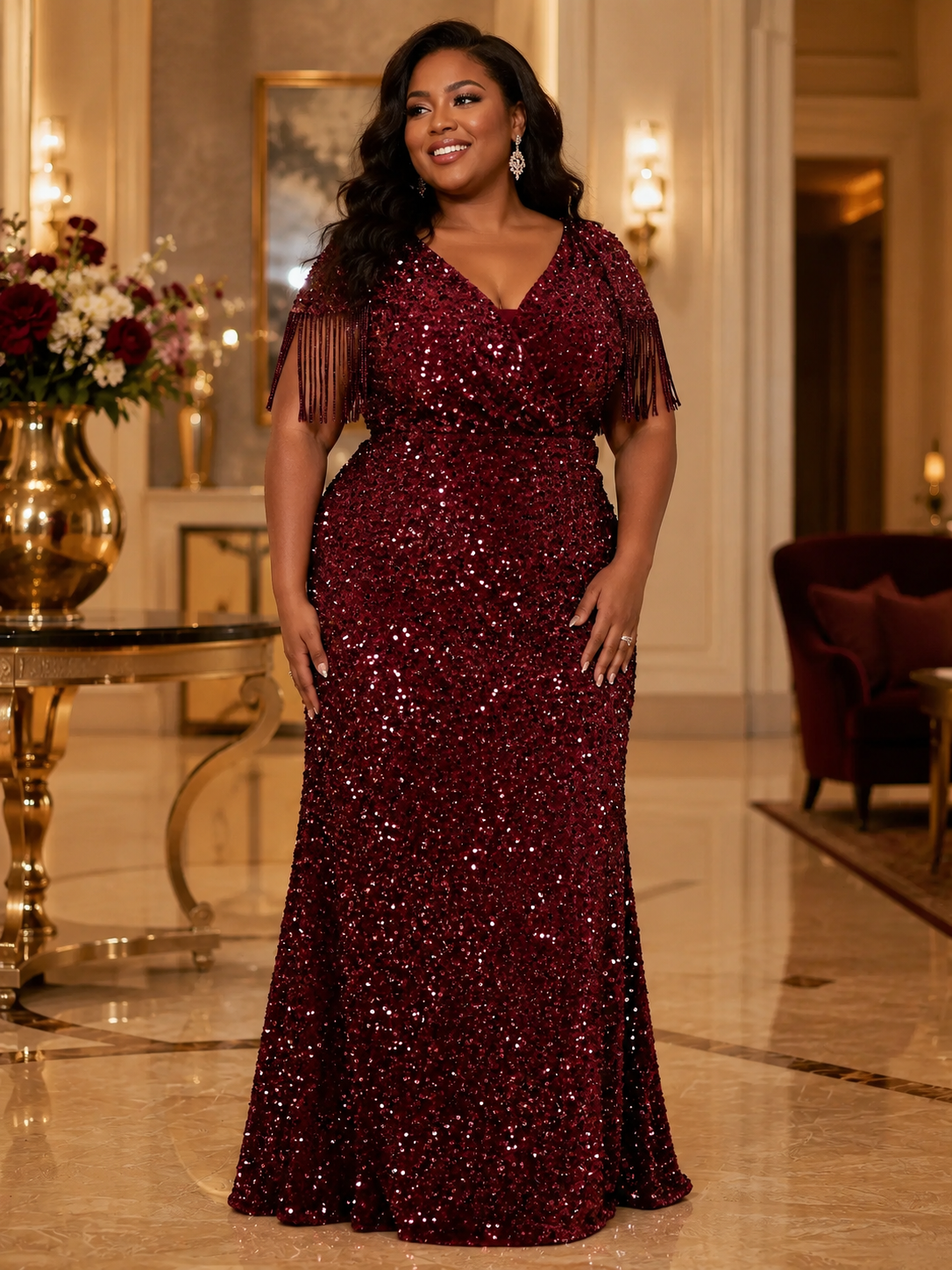 Sequin Fringe Formal Dress