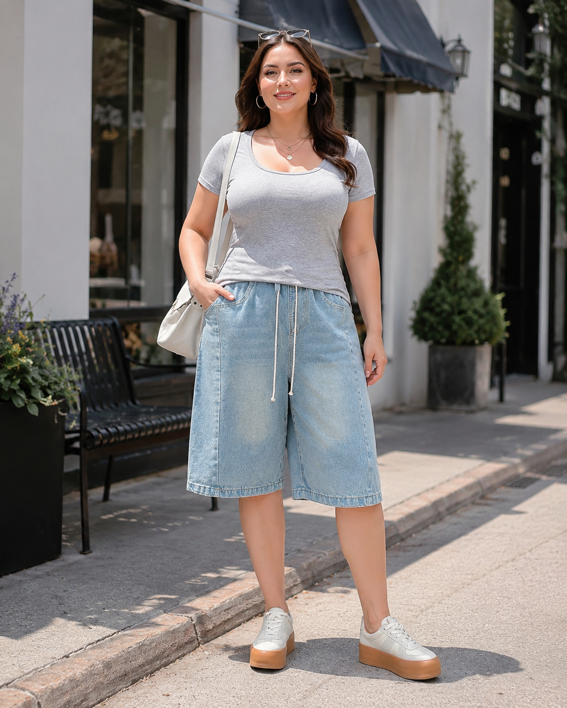 Curve Ease Denim Culotte Shorts