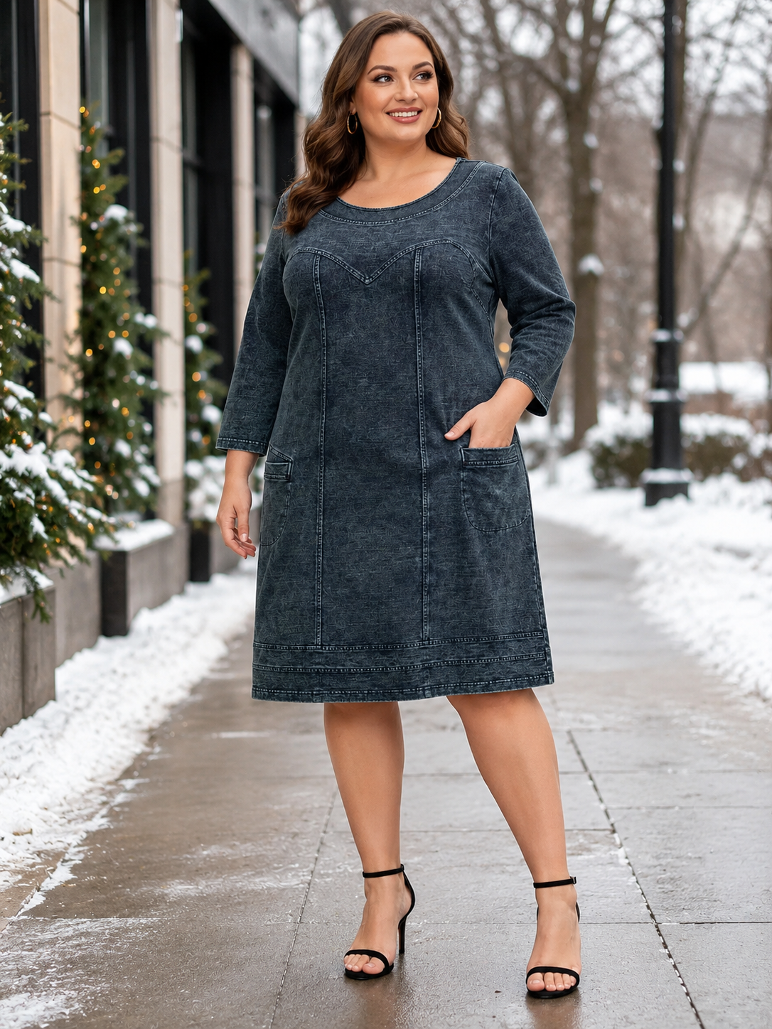 Curve Ease Denim Dress