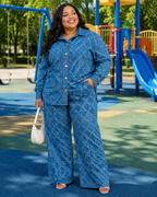 Curve Lattice Denim Set