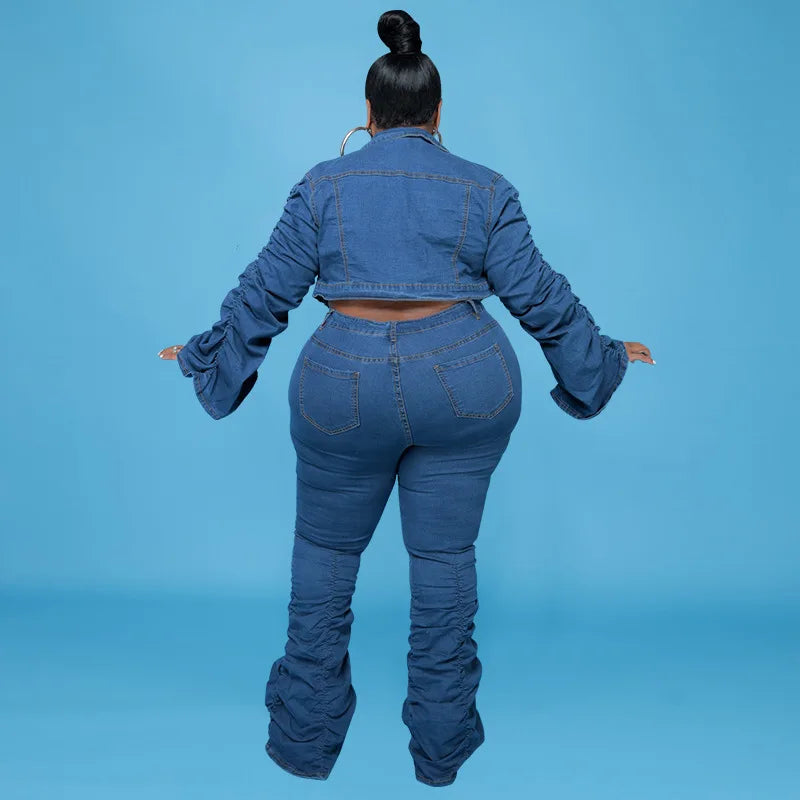 Curvy Chic Ruched Denim Set