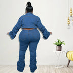 Curvy Chic Ruched Denim Set