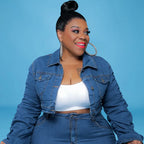 Curvy Chic Ruched Denim Set