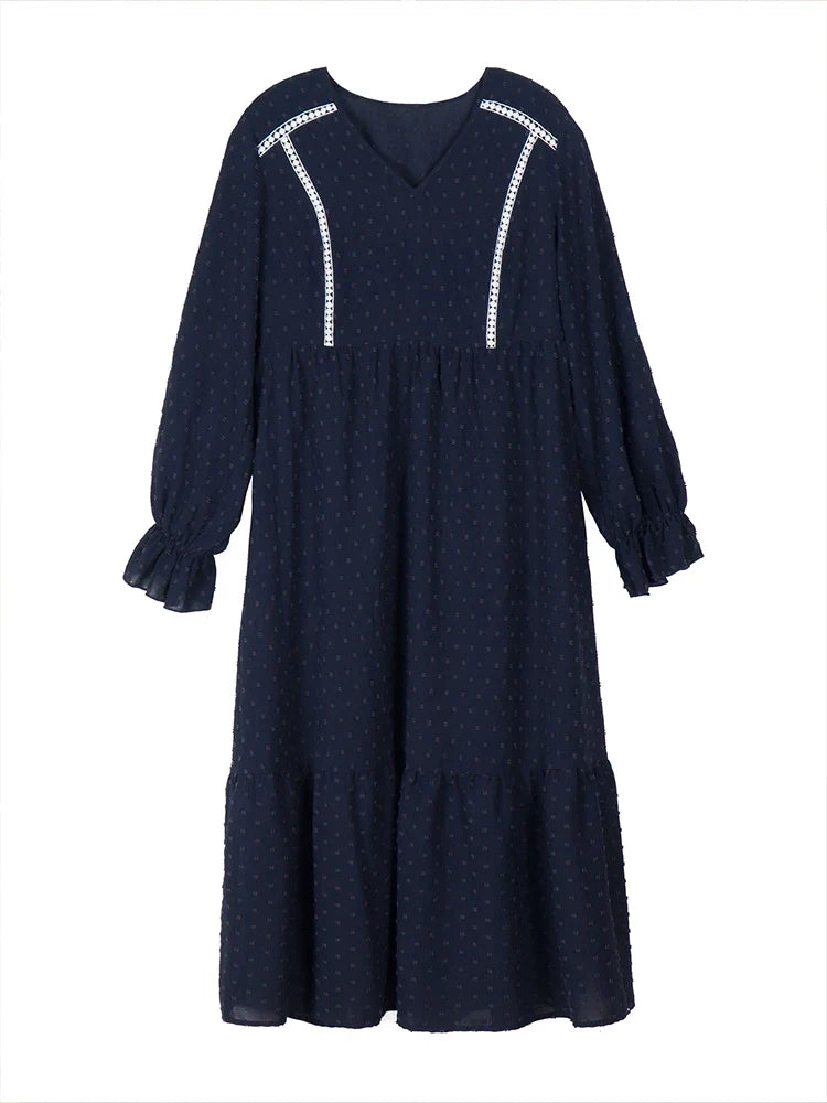 Pullover V-Neck Long Sleeve Dress