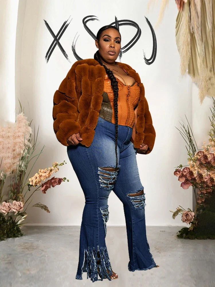 Tassel Vintage Ripped Flared Jeans