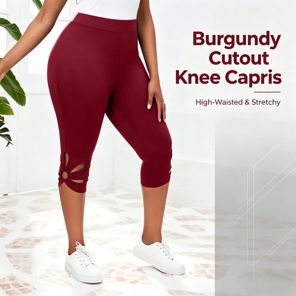 Elastic Waist Seamless Casual Capri Leggins