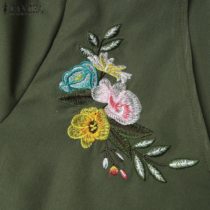 Floral Embroidery Midi Dress