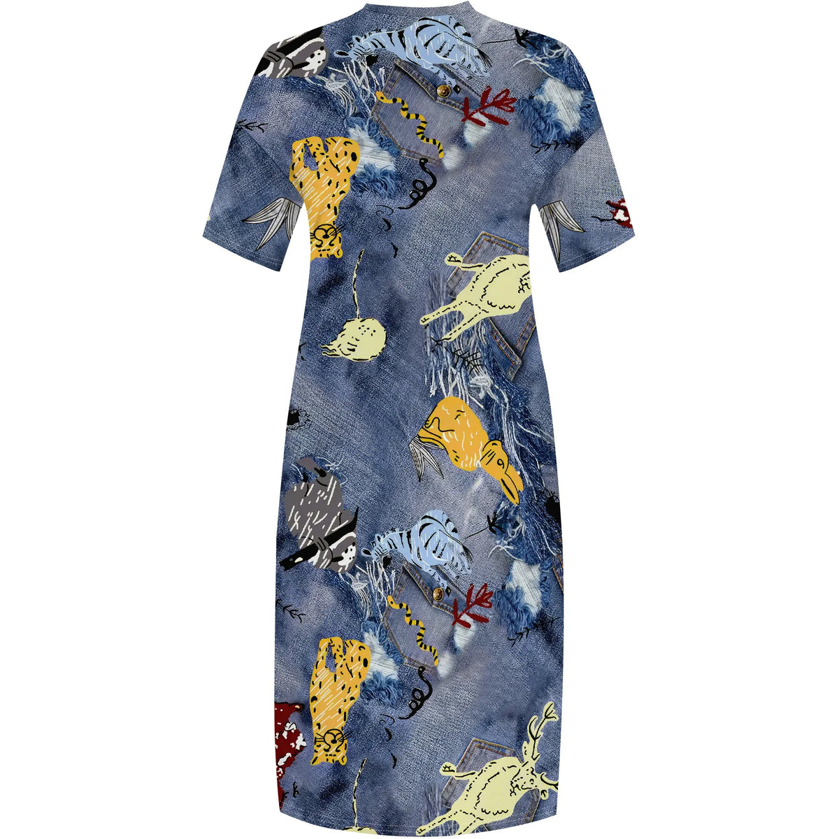 Curve Distressed Denim Maxi Dress