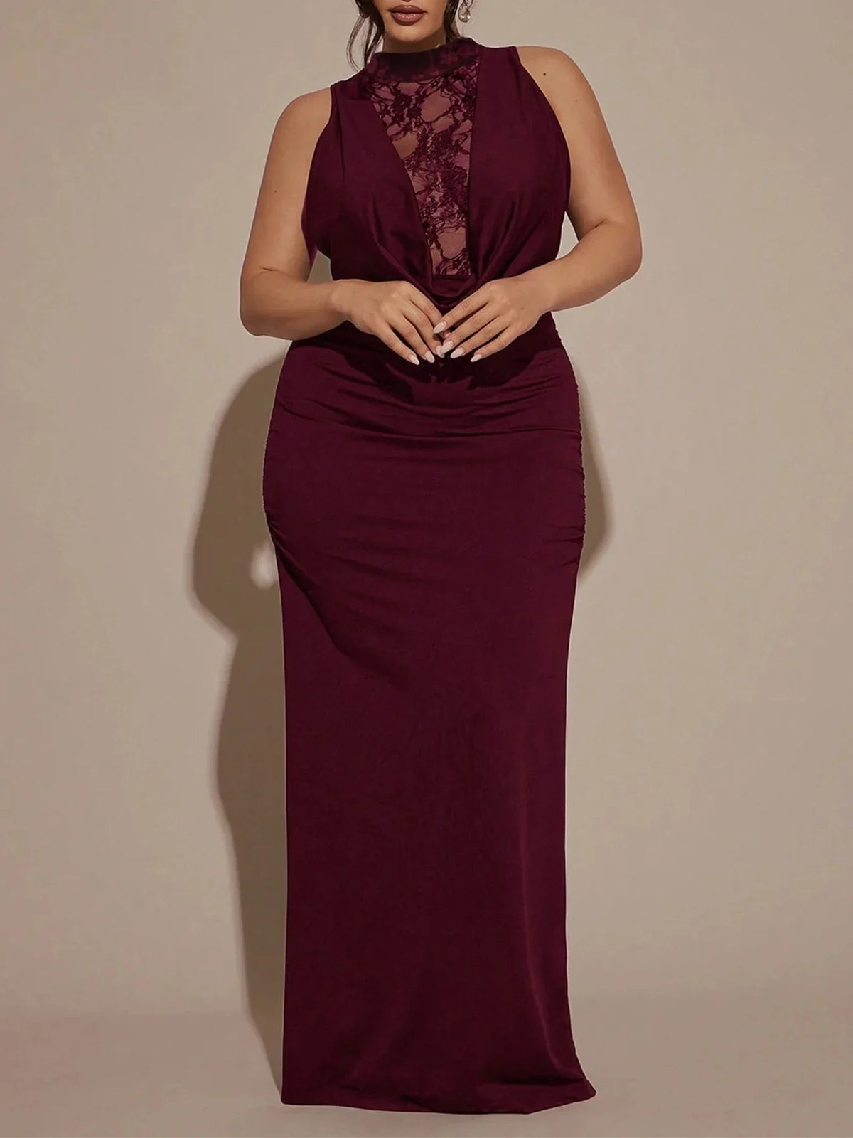 Sleeveless Lace Bodycon Fit Maxi Dress