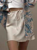Curve Satin Drawstring Mini Skirt