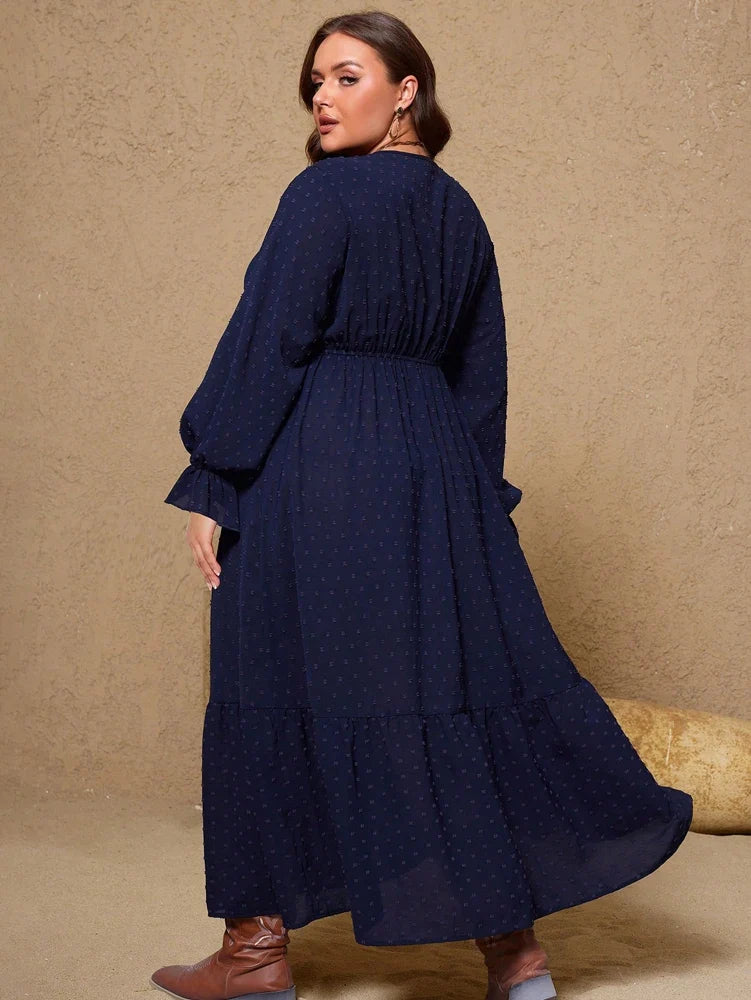 Pullover V-Neck Long Sleeve Dress