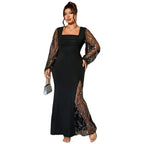Sequin Tassel Mesh Slit Evening Gown