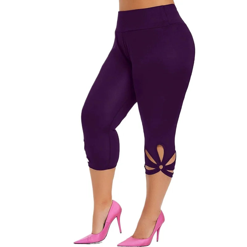 Elastic Waist Seamless Casual Capri Leggins