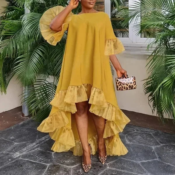 Solid Color Short Sleeve Dress