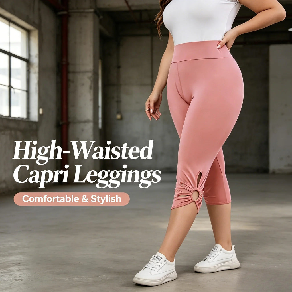 Elastic Waist Seamless Casual Capri Leggins