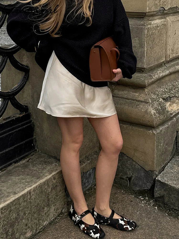 Curve Satin Drawstring Mini Skirt