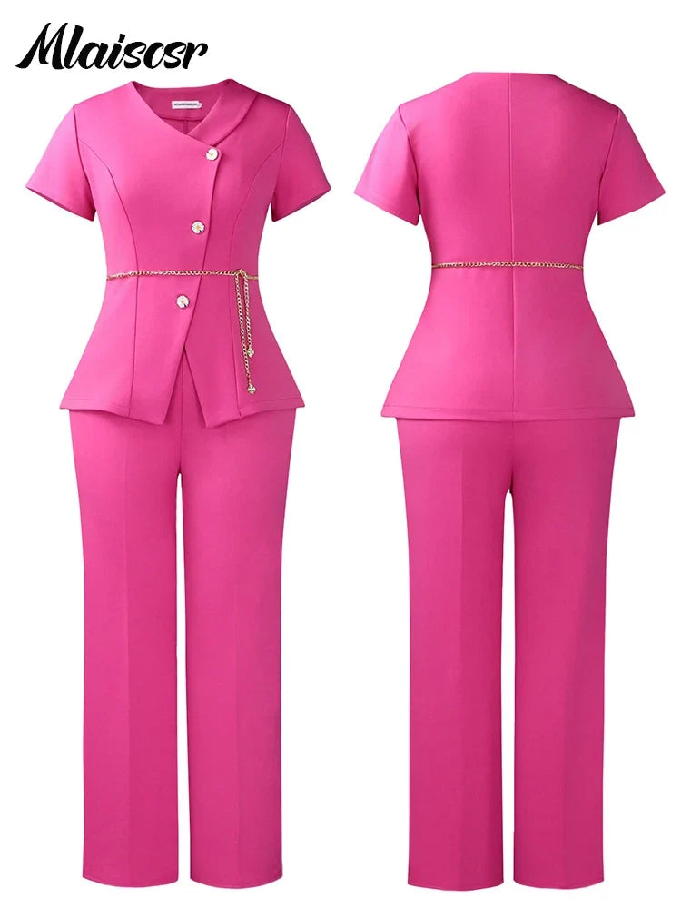 Jacket Coat and Straight-leg Pantsuit