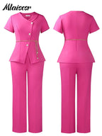 Jacket Coat and Straight-leg Pantsuit