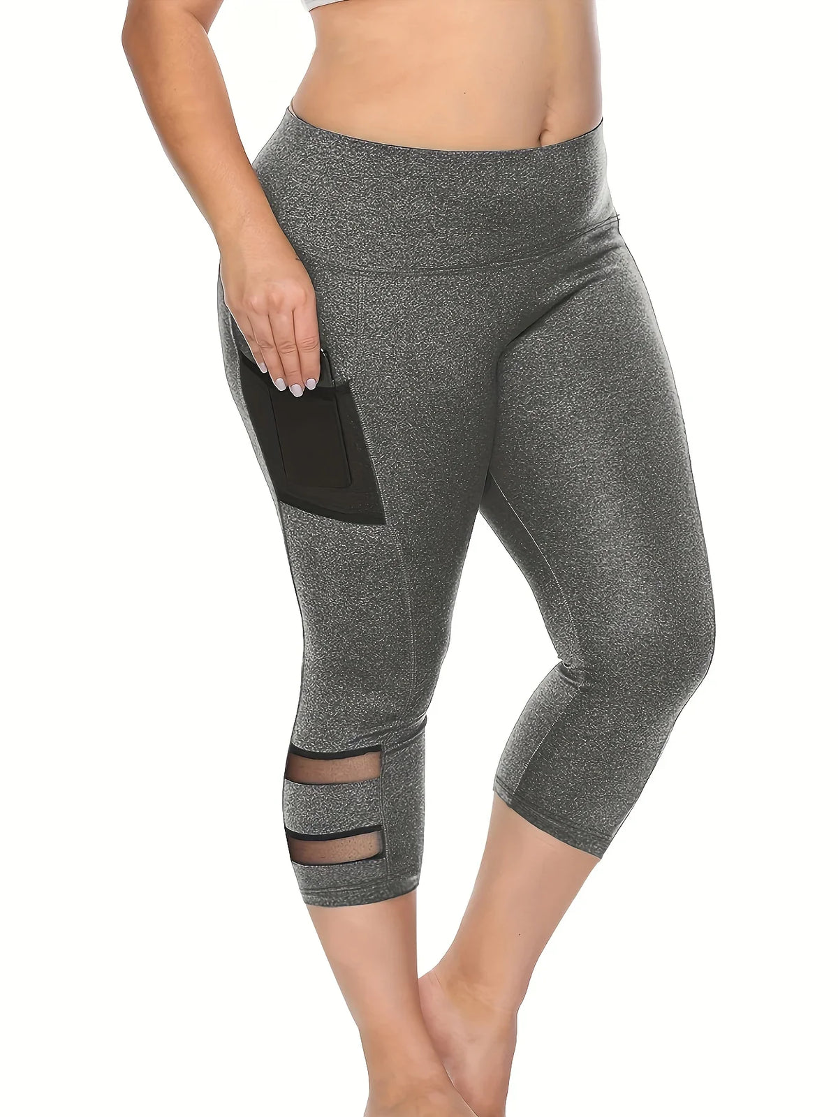 Contrast Mesh Capri Leggings