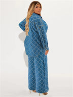 Curve Lattice Denim Set