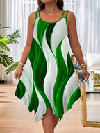 Geometric stripes printed double strap maxi dress