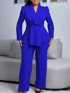 Taupe Authority Peplum Pantsuit Set