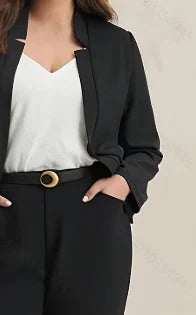 Open-Front Blazer and Tapered Pantsuit