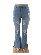 Tassel Vintage Ripped Flared Jeans