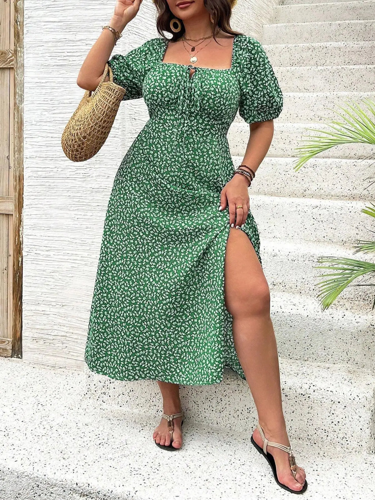 Emerald Bloom Maxi Dress