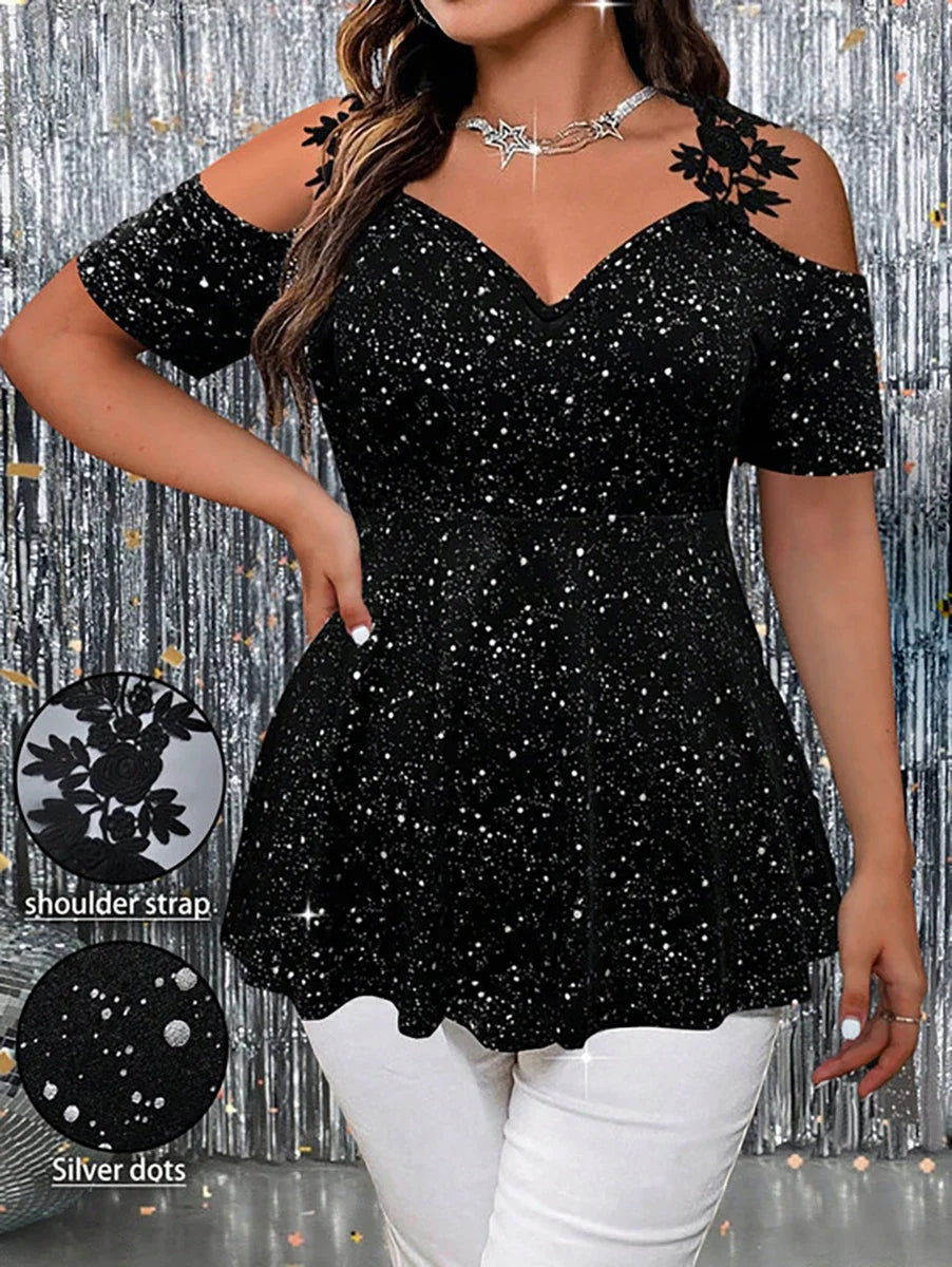 Curve Sparkle Peplum Top