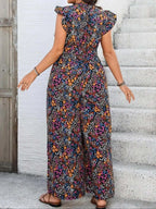 Floral Print Tie Shoulder pant suit