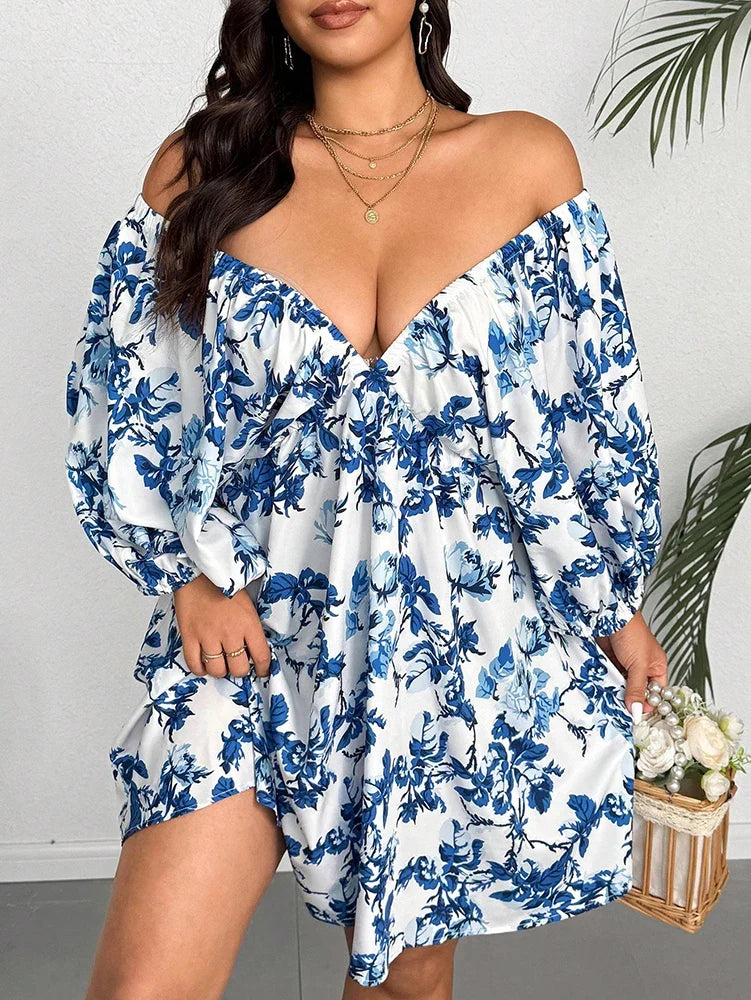 Ocean Bloom Romantic Floral Print maxi dress