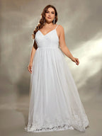 Lace patchwork & Tulle A-Line Midi Dress