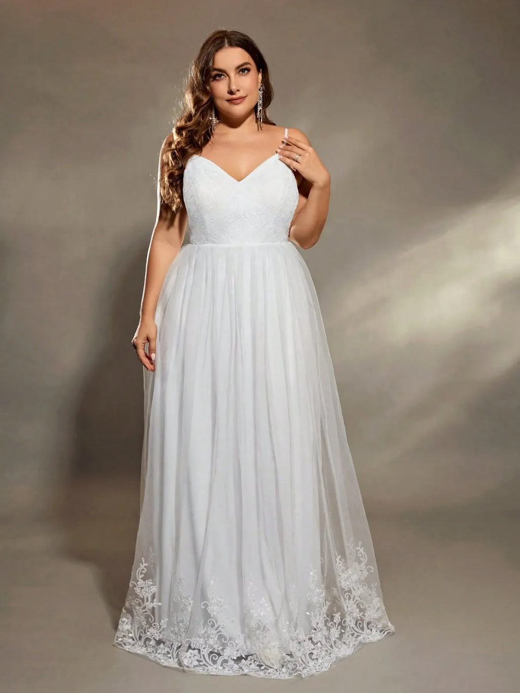 Lace patchwork & Tulle A-Line Midi Dress
