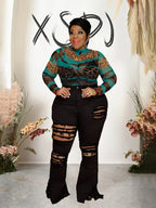 Tassel Vintage Ripped Flared Jeans