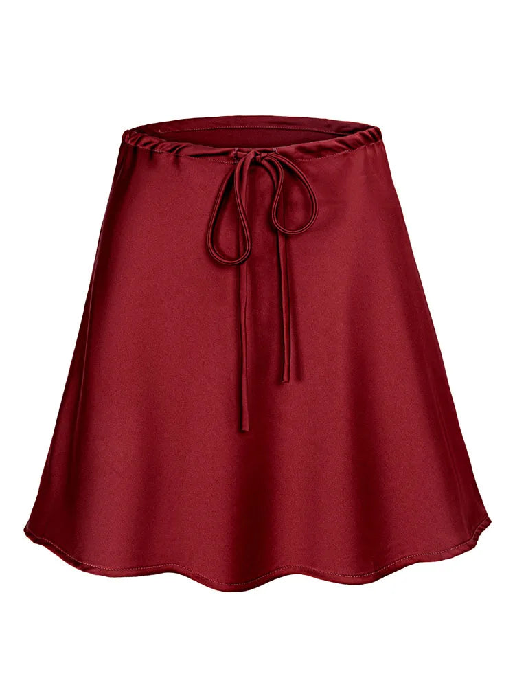 Curve Satin Drawstring Mini Skirt