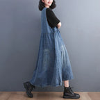 Curve Boho Denim Pinafore Dress