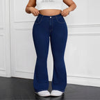 Elastic Bell Bottom Jeans Casual