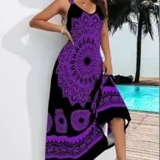 Monochrome Mandala Maxi Dress