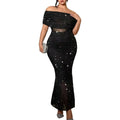 Off-Shoulder Glitter Gown Long Formal Dress