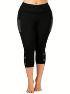 Contrast Mesh Capri Leggings