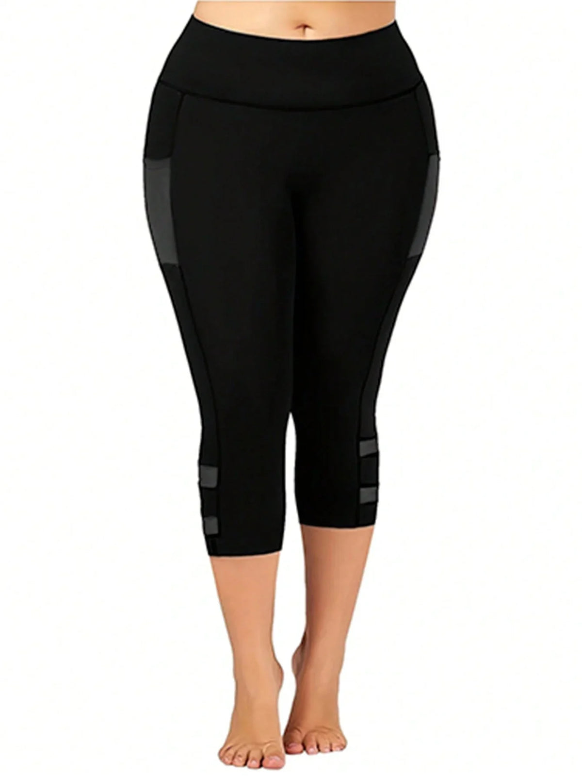 Contrast Mesh Capri Leggings
